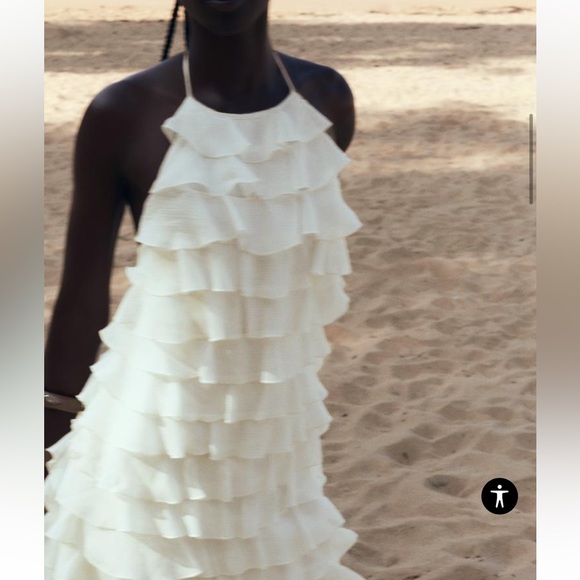 Zara RUFFLED HALTER NECK DRESS Size XS NWT - Picture 3 of 11
